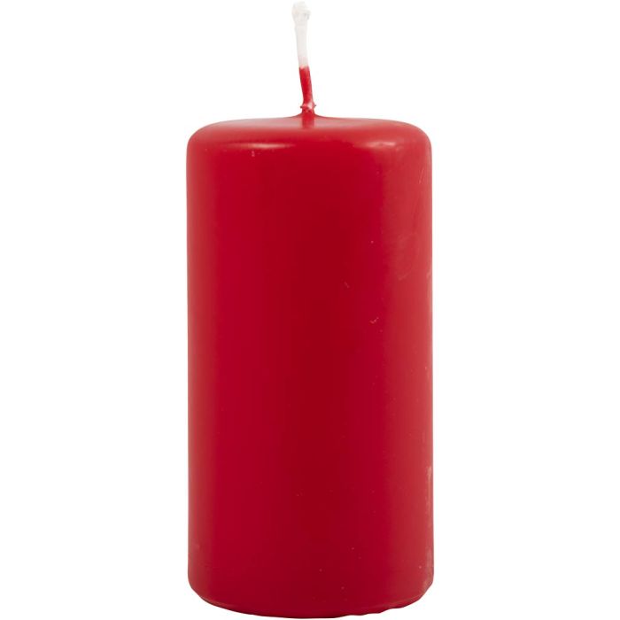 Candele , H: 100 mm, diam 50 mm, rosso, 6 pz/ 1 conf.