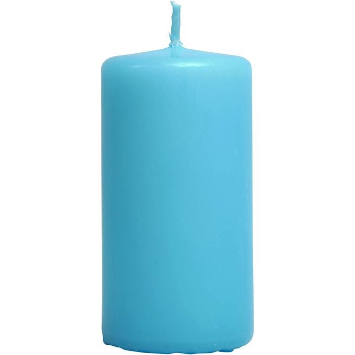 Candele , H: 100 mm, diam 50 mm, azzurro, 6 pz/ 1 conf.