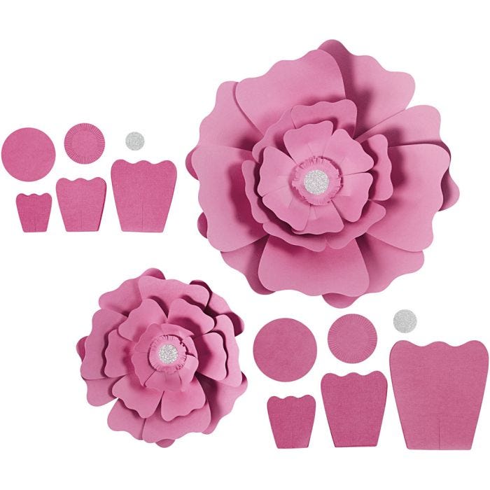 Fiori di carta, diam 15+25 cm, 230 g, rosso chiaro, 2 pz/ 1 conf.