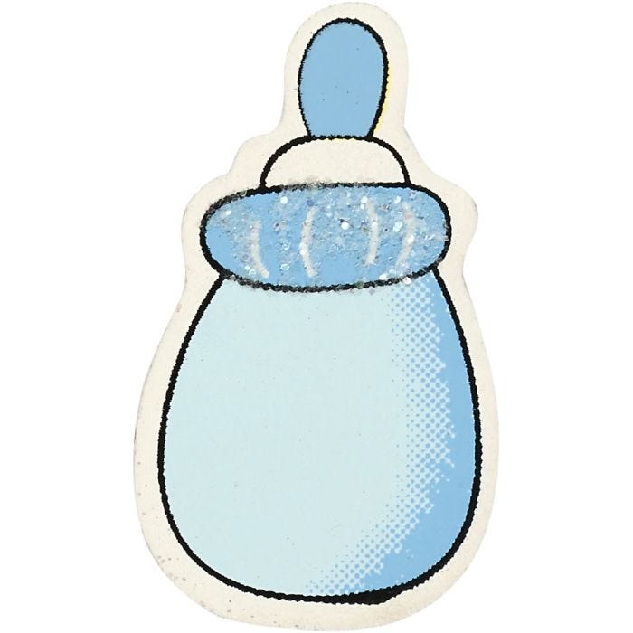 Biberon, misura 22x37 mm, spess. 1,7 mm, glitter, azzurro, 10 pz/ 1 conf.