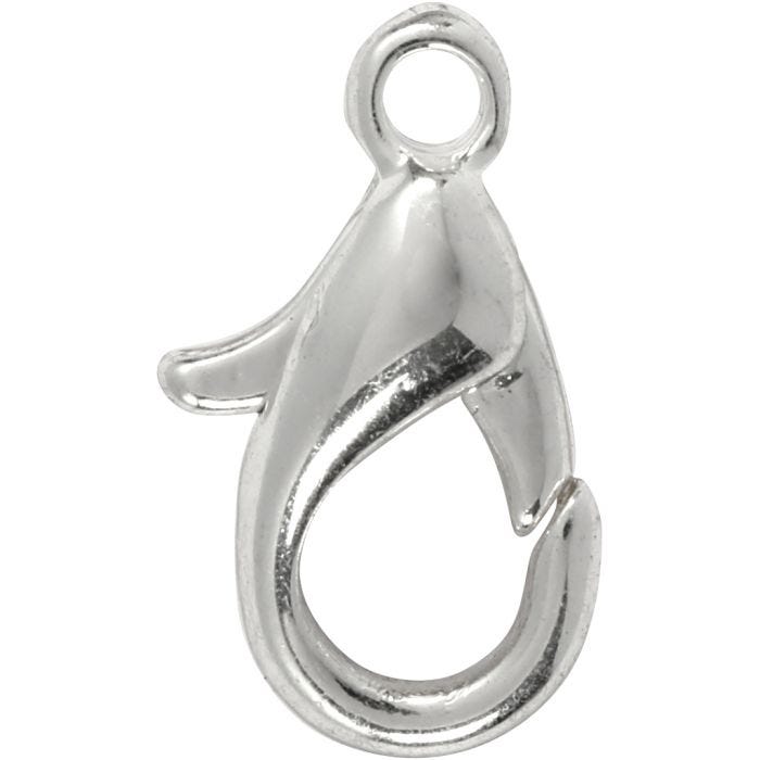 Moschettoni, L: 10 mm, placcato argento, 100 pz/ 1 conf.