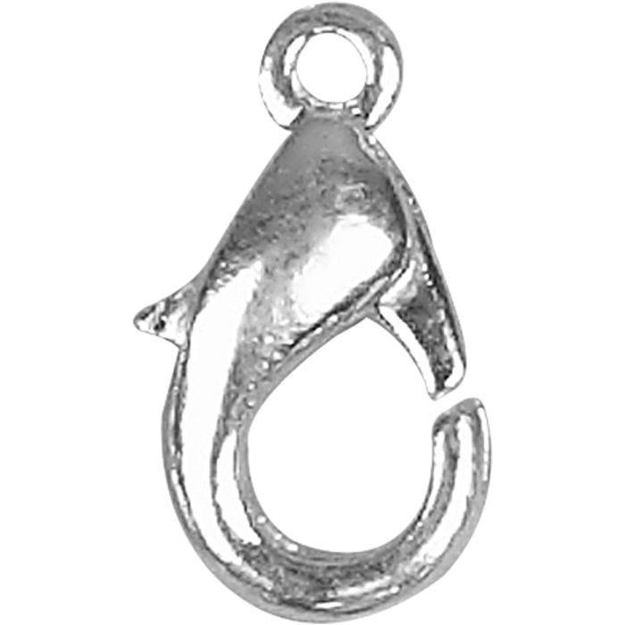 Moschettoni, L: 12 mm, placcato argento, 100 pz/ 1 conf.