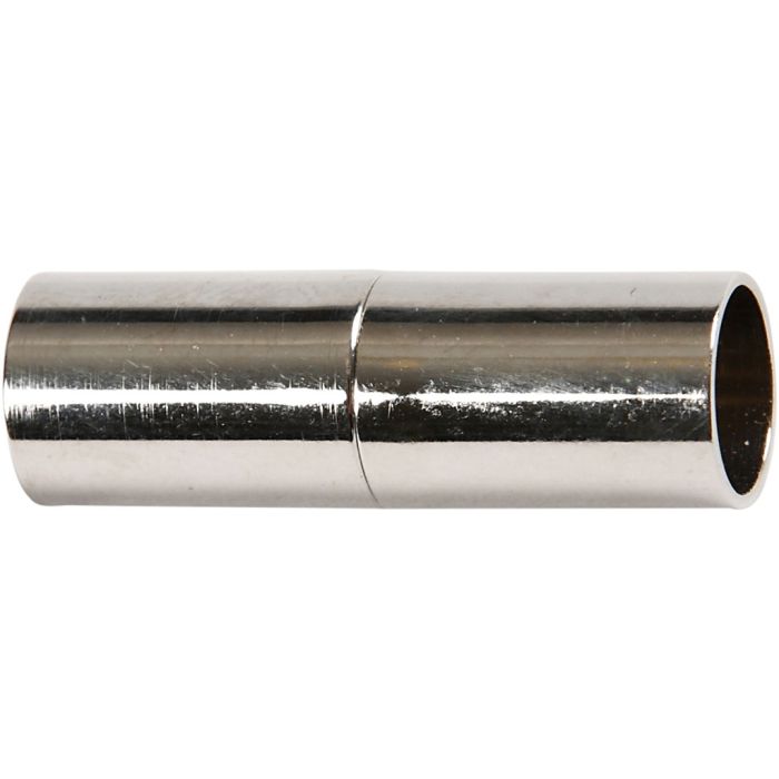 Fibbia magnetica, L: 20 mm, misura buco 5 mm, placcato argento, 2 pz/ 1 conf.