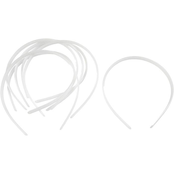 Cerchietti per capelli, L: 8 mm, bianco, 20 pz/ 1 conf.