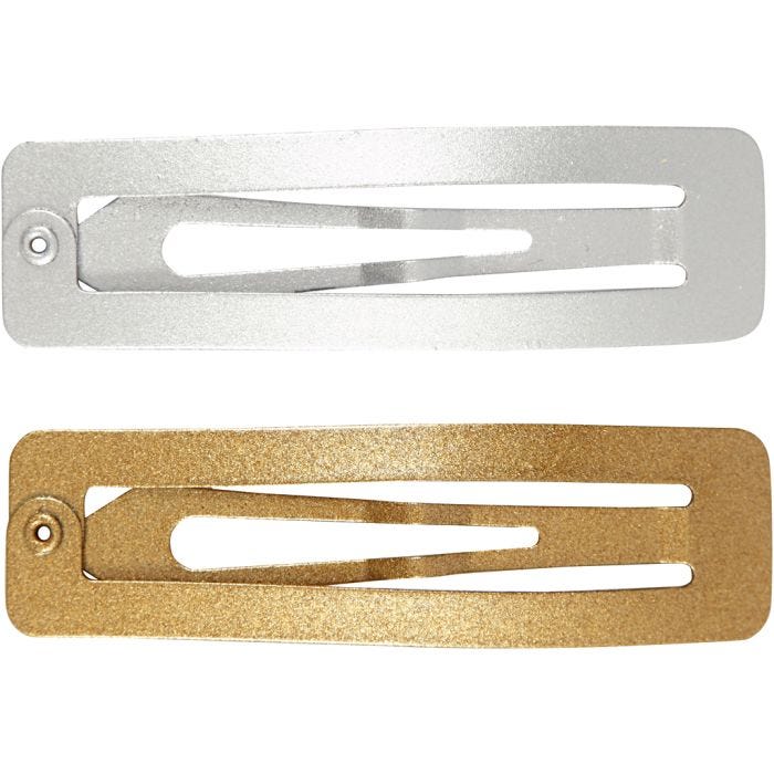 Fermacapelli, L: 58 mm, L: 16 mm, oro, argento, 4 pz/ 1 conf.