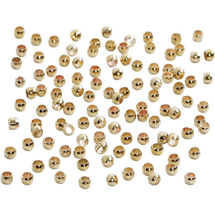 Perline a conchiglia, diam 2 mm, oro, 100 pz/ 1 conf.