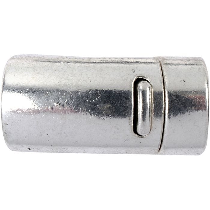 Fibbia magnetica, diam 26 mm, misura buco 10 mm, argento antico, 1 pz