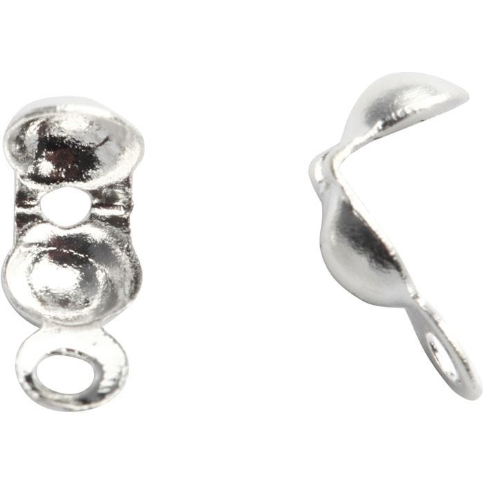 Perline ferma gioielli, L: 8 mm, diam 3 mm, placcato argento, 20 pz/ 1 conf.