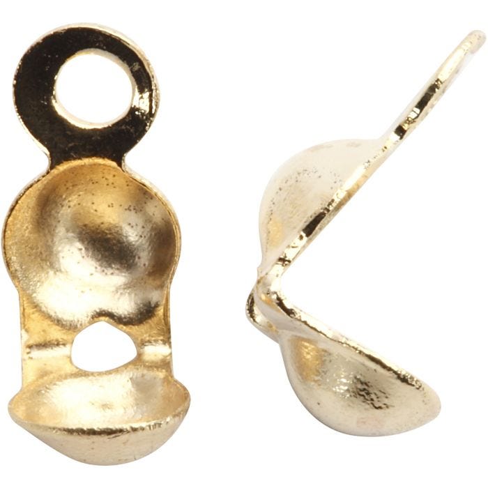 Perline ferma gioielli, L: 8 mm, diam 3 mm, placcato oro, 20 pz/ 1 conf.