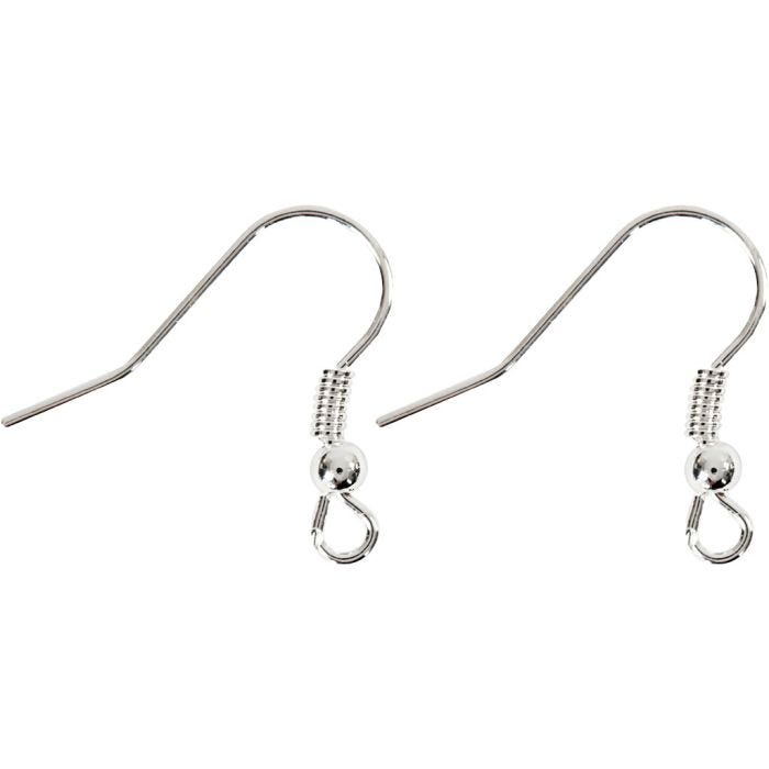 Gancetti per orecchini, L: 18 mm, argento, 10 pz/ 1 conf.