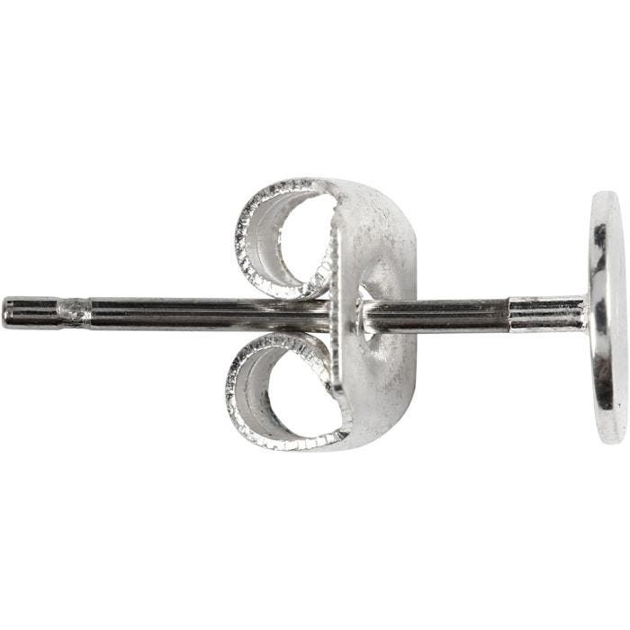 Orecchini a bottone, L: 13 mm, placcato argento, 100 pz/ 1 conf.