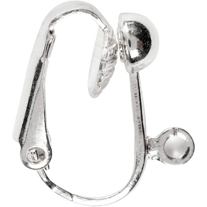Orecchini a clip, L: 16,5 mm, L: 1,5 mm, misura buco 1,6 mm, placcato argento, 6 pz/ 1 conf.