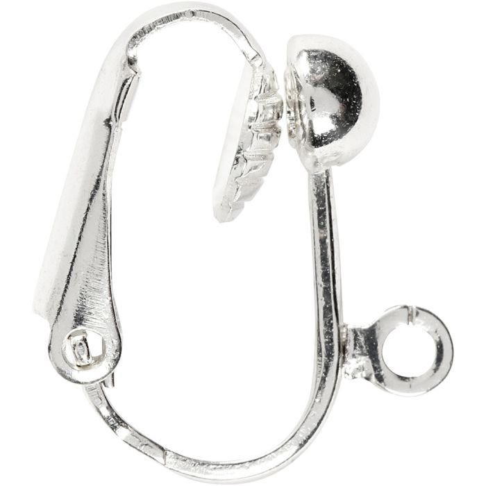 Orecchini a clip, L: 16,5 mm, L: 1,5 mm, misura buco 1,6 mm, placcato argento, 40 pz/ 1 conf.