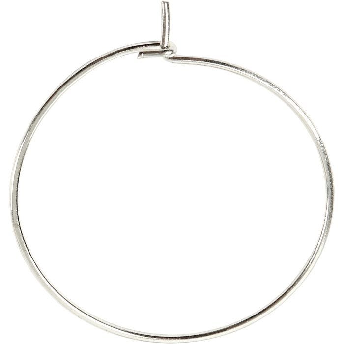 Orecchini a cerchio da decorare, diam 20 mm, placcato argento, 8 pz/ 1 conf.