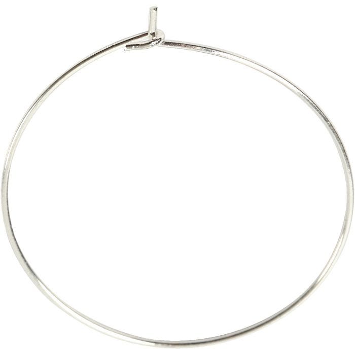 Orecchini a cerchio da decorare, diam 30 mm, placcato argento, 6 pz/ 1 conf.