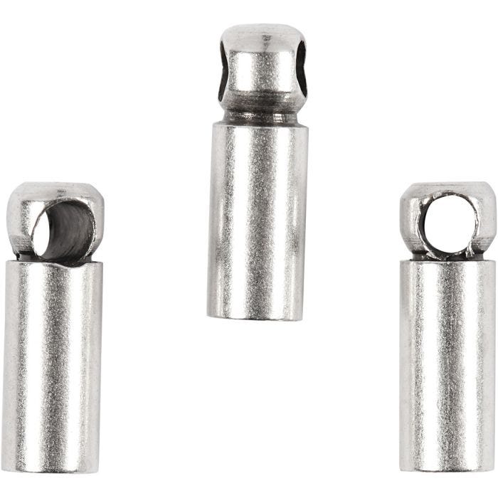 Chiusure per gioielli, L: 8 mm, diam 2 mm, placcato argento, 10 pz/ 1 conf.