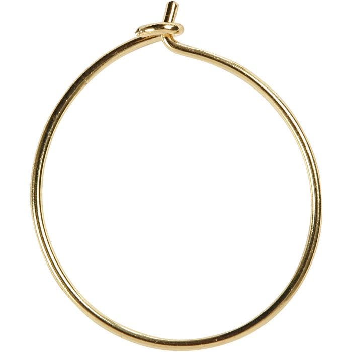 Orecchini a cerchio da decorare, diam 20 mm, placcato oro, 8 pz/ 1 conf.