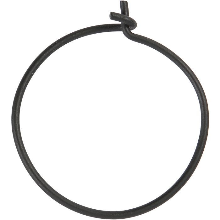 Orecchini a cerchio da decorare, diam 20 mm, nero, 8 pz/ 1 conf.