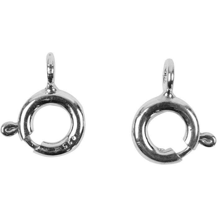 Chiusure ad anello a molla, diam 6 mm, argento, 10 pz/ 1 conf.
