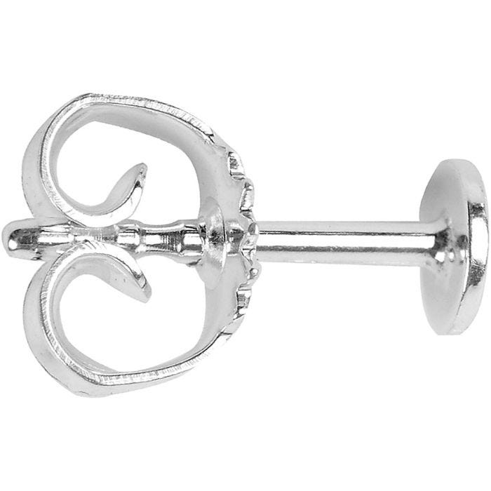 Orecchini a bottone, L: 13 mm, diam 5 mm, argento, 10 pz/ 1 conf.