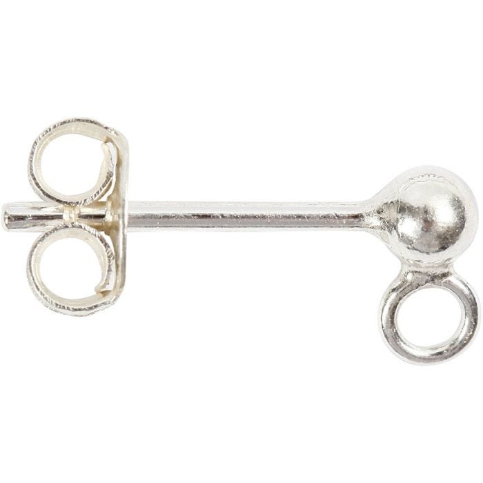 Orecchini a bottone, L: 13 mm, argento, 10 pz/ 1 conf.
