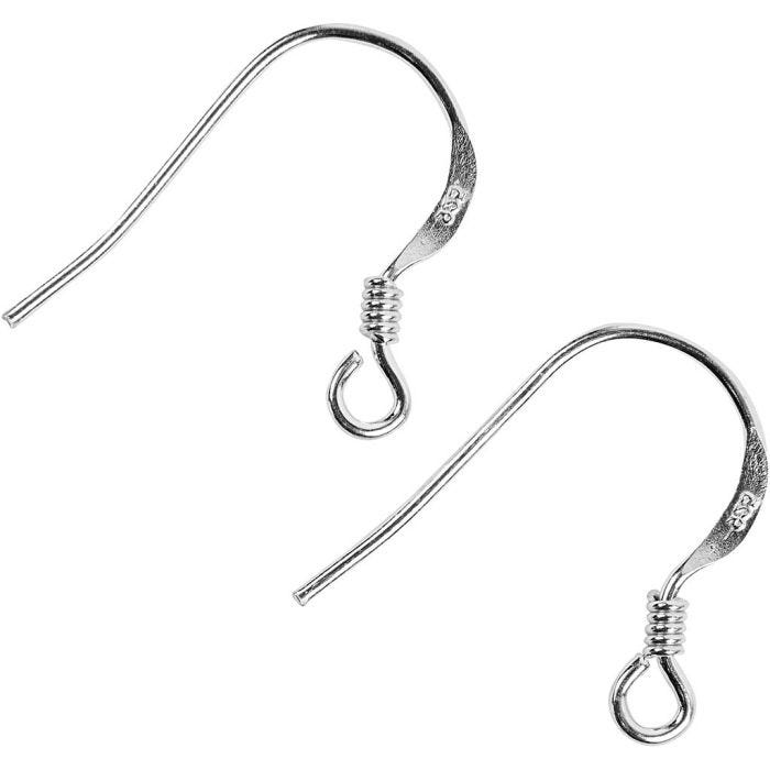 Gancetti per orecchini, L: 14 mm, argento, 10 pz/ 1 conf.
