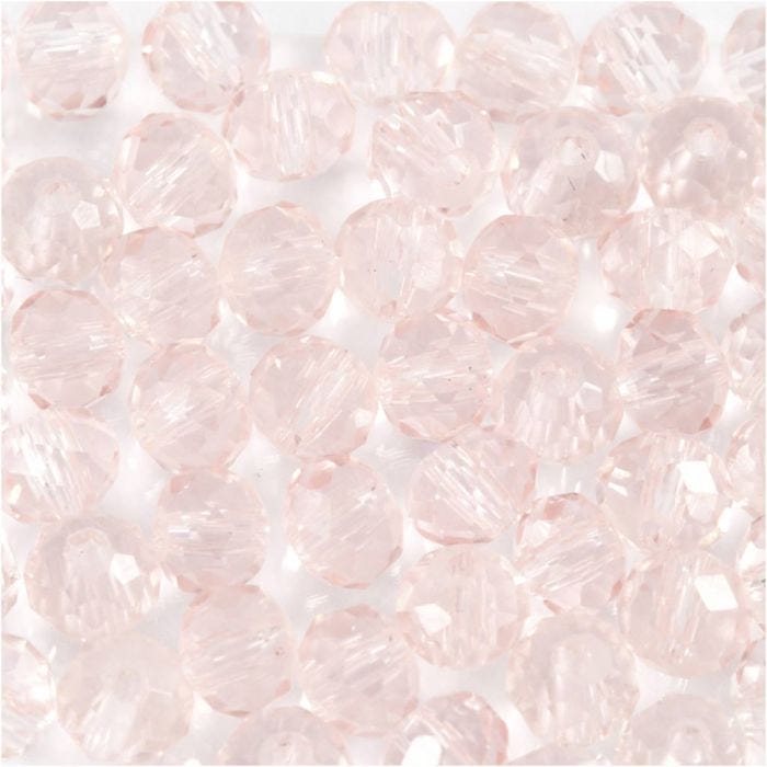 Perle in vetro, diam 4 mm, misura buco 1 mm, rosato chiaro, 45 pz/ 1 conf.
