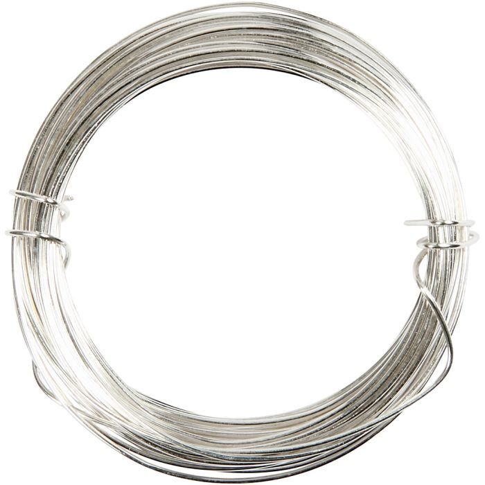 Filo argentato, spess. 0,6 mm, placcato argento, 10 m/ 1 rot.