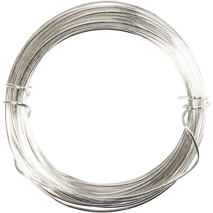 Filo argentato, 0,8 mm, placcato argento, 6m/ 1 rot.