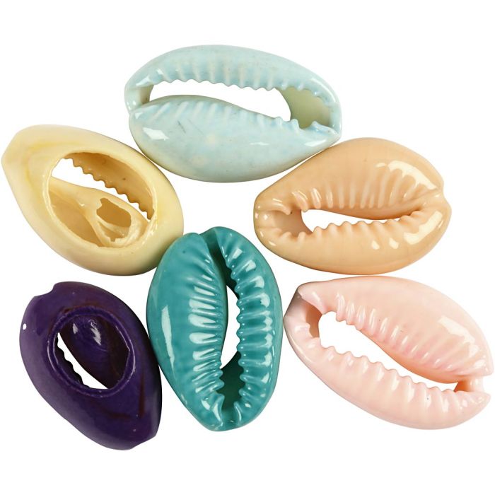 Conchiglie, L: 20 mm, colori asst., 6 pz/ 1 conf.