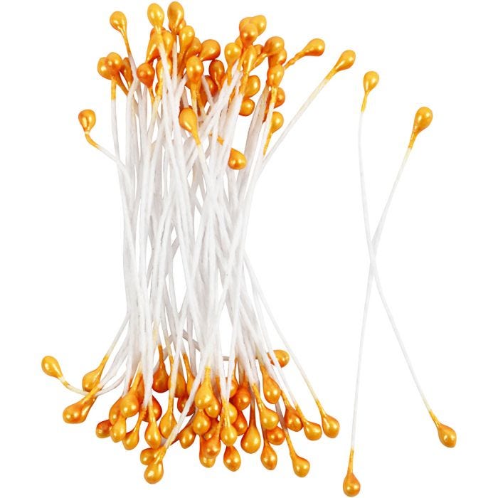 Stami di Fiori, L: 6,4 cm, diam 2 mm, arancio metallico, 100 pz/ 1 conf.