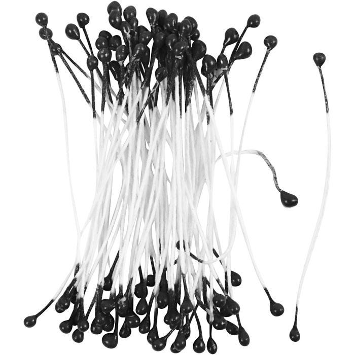 Stami di Fiori, L: 6,4 cm, diam 2 mm, nero, 100 pz/ 1 conf.