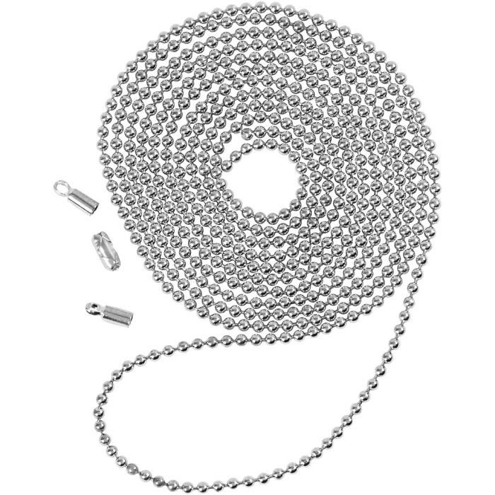 Catena a pallini, diam 1,5 mm, placcato argento, 1 m/ 1 conf.