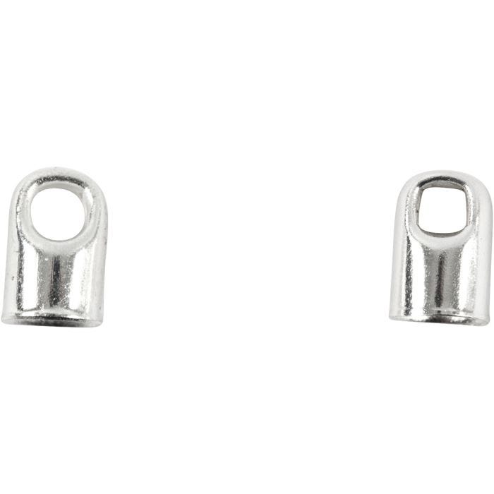 Chiusure bracciale, L: 7 mm, diam 4,5 mm, placcato argento, 8 pz/ 1 conf.