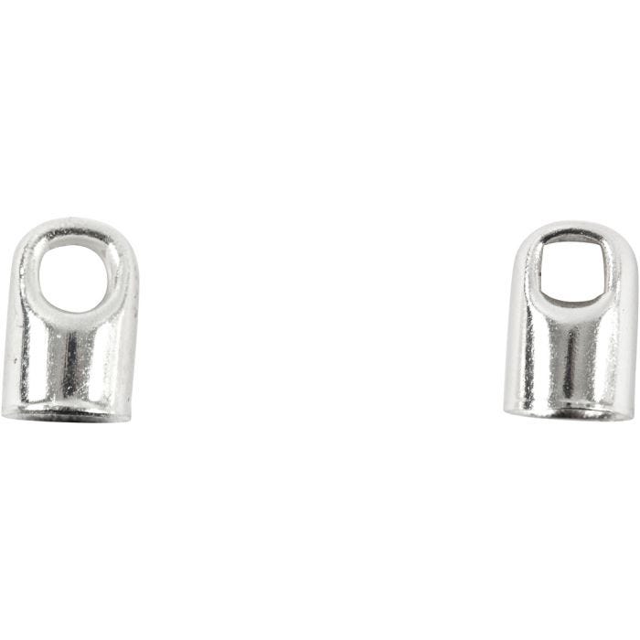 Chiusure bracciale, L: 7 mm, diam 4,5 mm, placcato argento, 50 pz/ 1 conf.