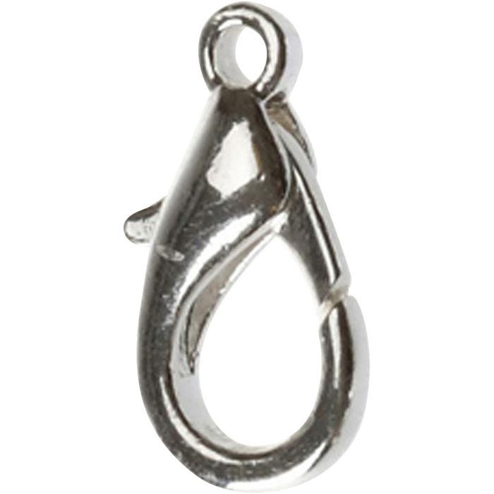 Moschettoni, L: 18 mm, placcato argento, 25 pz/ 1 conf.