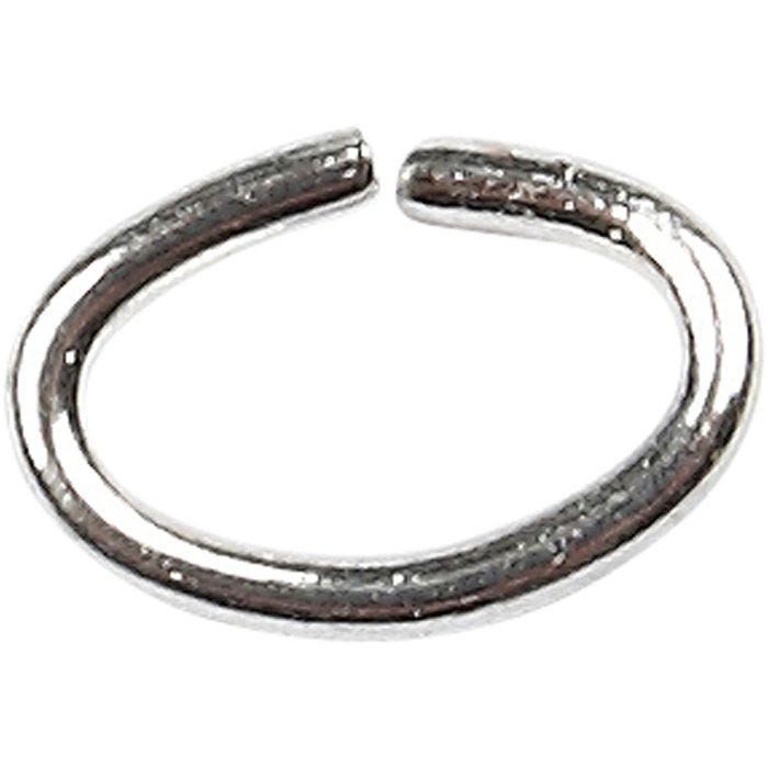 Anelli apribili ovali, spess. 0,7 mm, placcato argento, 50 pz/ 1 conf.