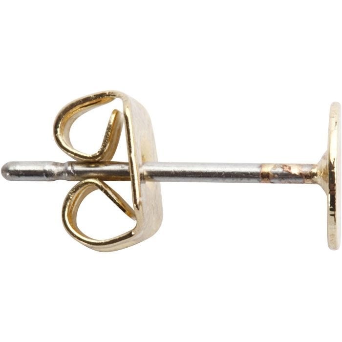 Orecchini a bottone, L: 13 mm, placcato oro, 10 pz/ 1 conf.