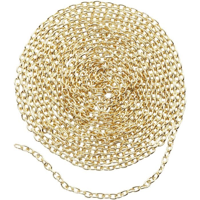 Catena per gioielli, L: 2 mm, placcato oro, 20 m/ 1 conf.