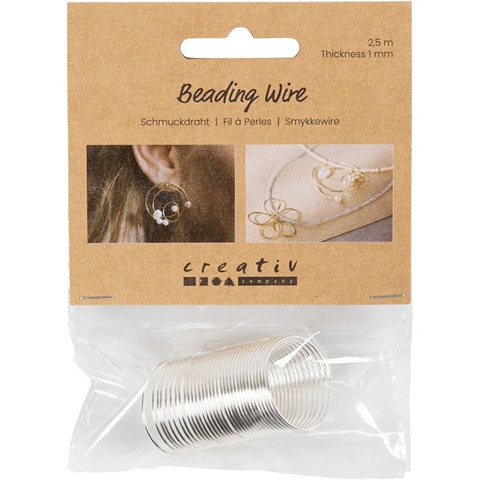 Filo per gioielli, spess. 1 mm, placcato argento, 2.50 m/ 1 conf.