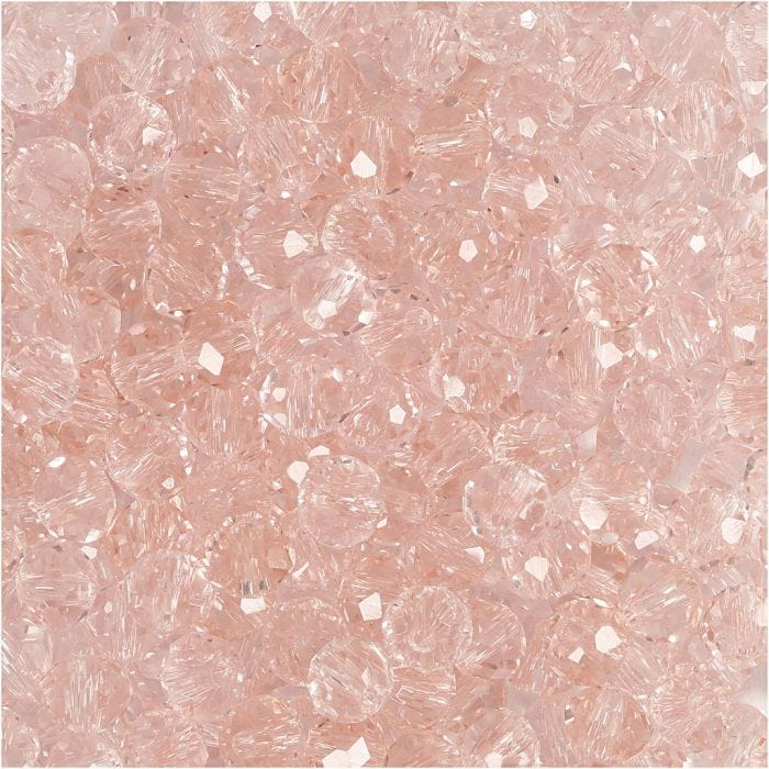 Perline Sfaccettate, misura 3x4 mm, misura buco 0,8 mm, rosato, 100 pz/ 1 conf.