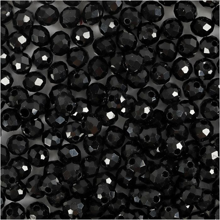 Perline Sfaccettate, misura 3x4 mm, misura buco 0,8 mm, nero metallico, 100 pz/ 1 conf.