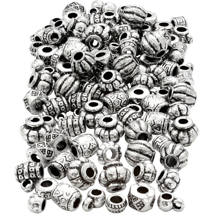 Mix perline in plastica, misura 7-11 mm, misura buco 3 mm, 200 g/ 1 conf.