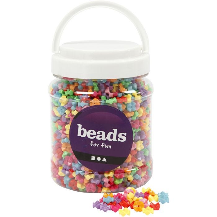 Perle sagomate, diam 9,5 mm, misura buco 1,5 mm, colori asst., 380 g, 700 ml/ 1 vasch.