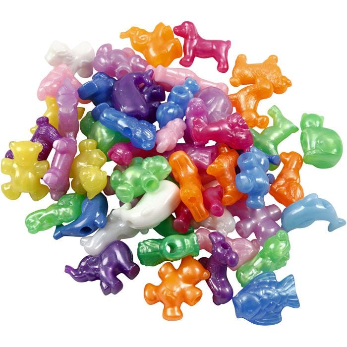 Perline in Plastica Forme Originali, misura 25 mm, misura buco 4 mm, 125 ml/ 1 conf.