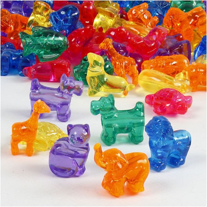 Perline sagomate, misura 25 mm, misura buco 4 mm, colori asst., 700 ml/ 1 vasch.
