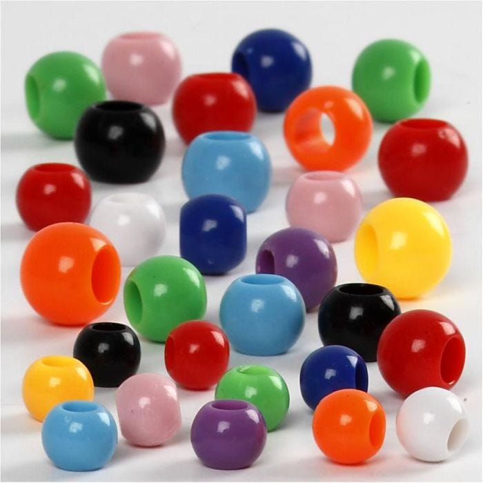Perline pony, misura 6-10 mm, misura buco 3-5 mm, 85 g, 150 ml/ 1 conf.