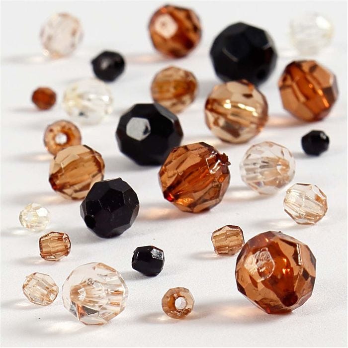 Perline sfaccettate, misura 4-12 mm, misura buco 1-2,5 mm, dorato, 50 g/ 1 conf.