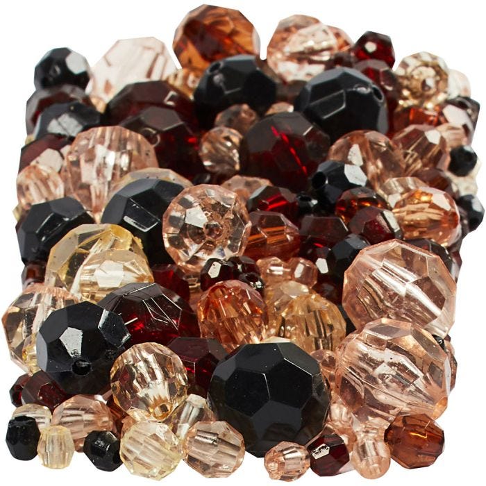 Perline sfaccettate, misura 4-12 mm, misura buco 1-2,5 mm, dorato, 250 g/ 1 conf.