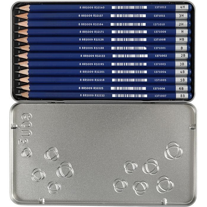 Matita da Disegno edu, B,2B,4B,5B,6B,8B,9B,HB,H,2H,3H,4H, 12 pz/ 1 conf.